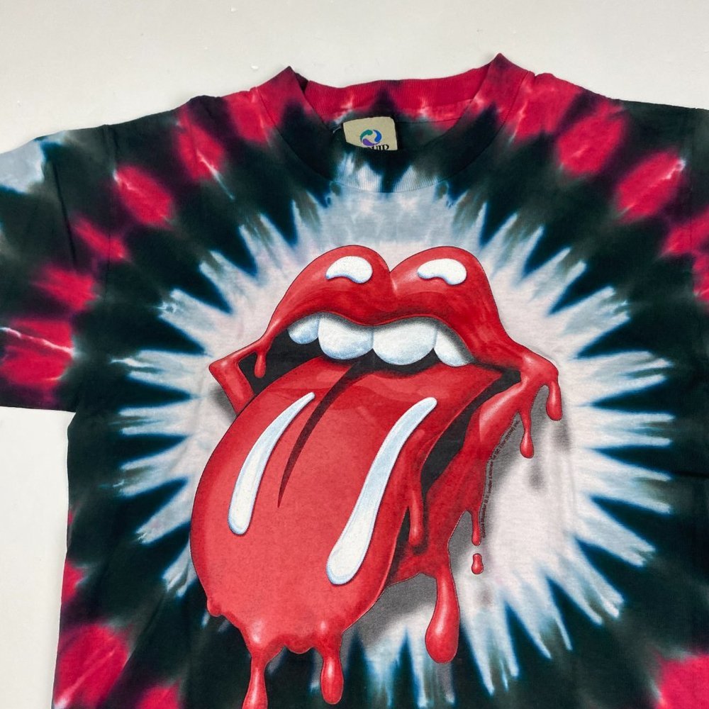 Vintage NWOT Y2K The Rolling Stones Liquid Blue Tie Dye T Shirt Mens Small - Picture 2 of 9